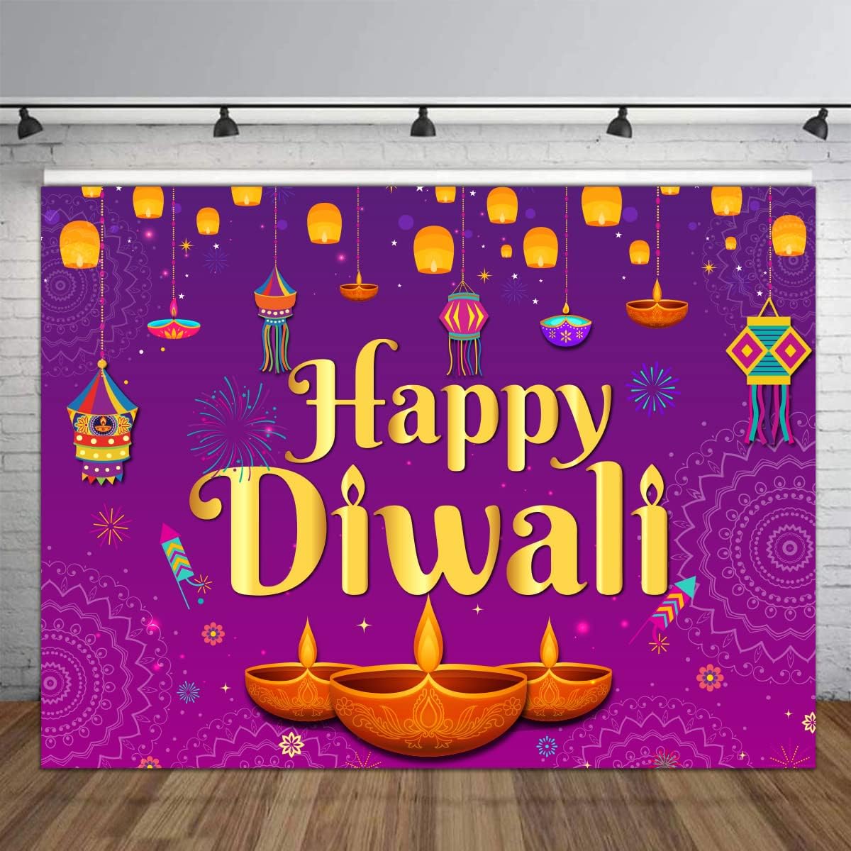 Decor Lighting India - Happy Diwali Backdrop 5x7ft Wall Tapestry