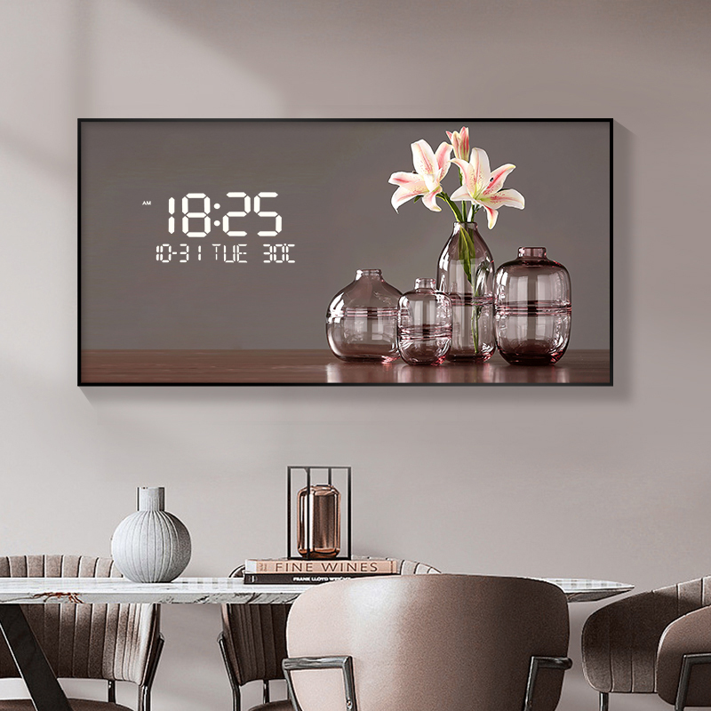 Large Size Flower Pattern Digi - Lighting Home Decor Wall Clocks review and price