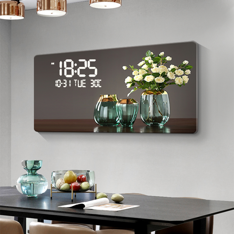 Large Size Flower Pattern Digi - Lighting Home Decor Wall Clocks review and price