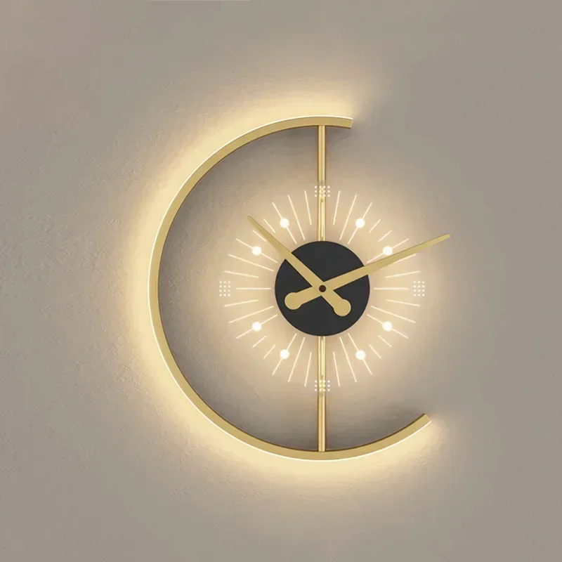 Modern LED Wall Lamp Clock Sco - Lighting Home Decor Wall Clocks review and price