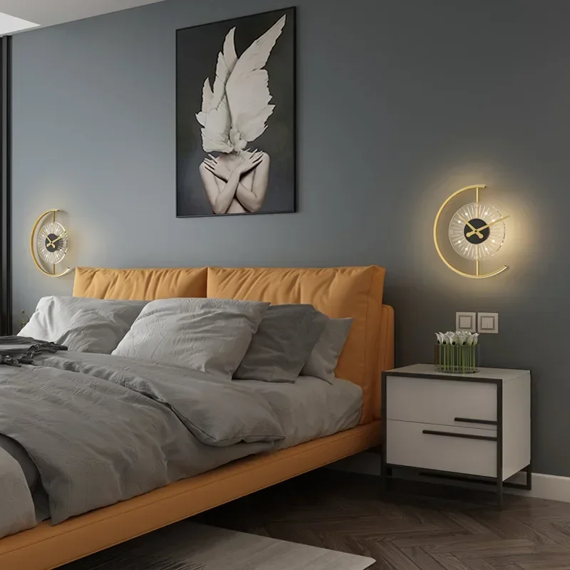Modern LED Wall Lamp Clock Sco - Lighting Home Decor Wall Clocks review and price