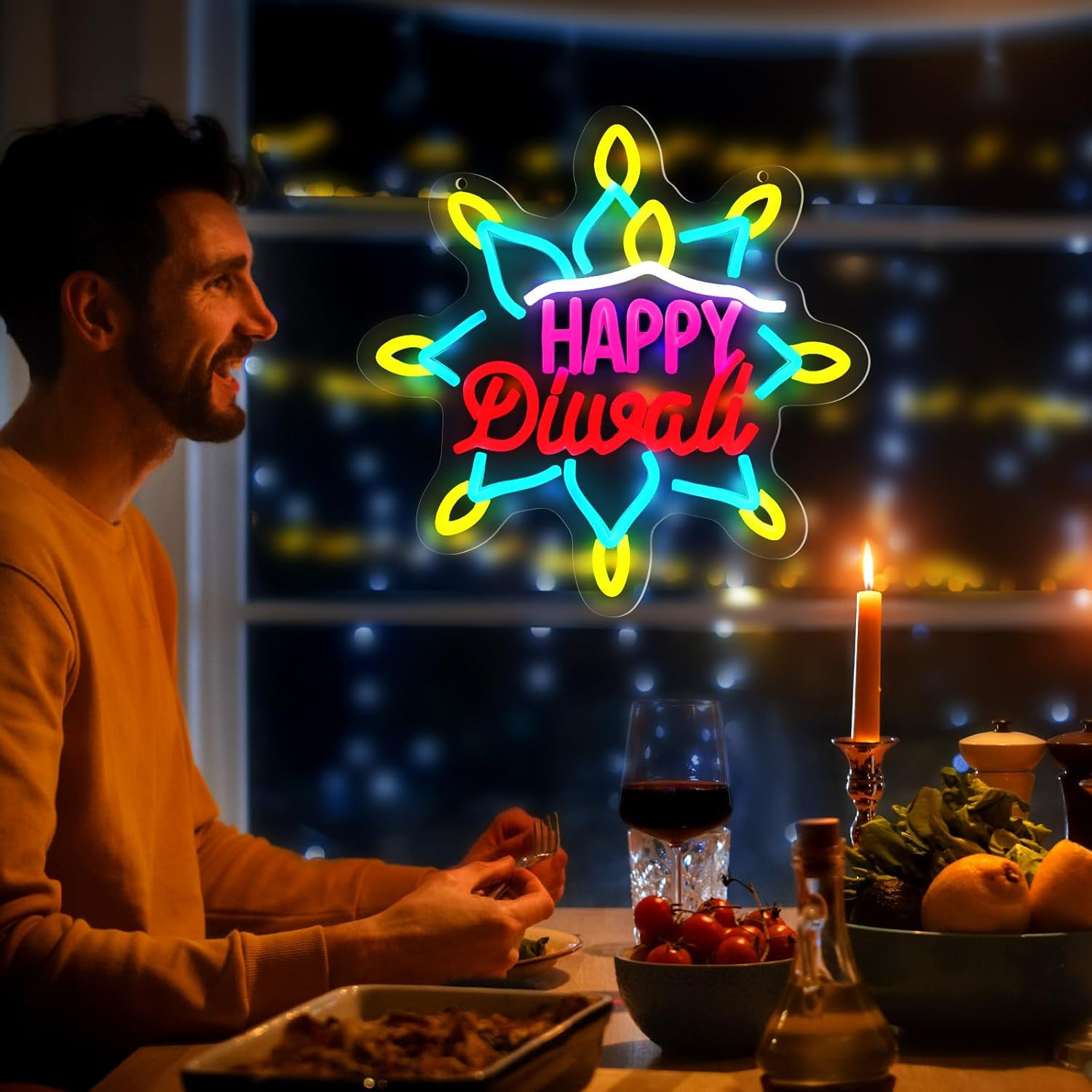 Happy Diwali Neon Sign LED Mar - Decor Lighting India review and price